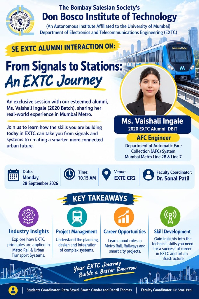 Alumni Interaction: From Signals to Stations by Ms. Vaishali Ingale, Mumbai Metro