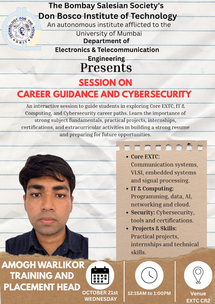Session on Career Guidance and Cybersecurity by Mr. Amogh Warlikor