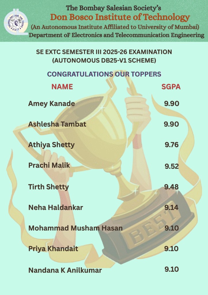 Congratulations Our Toppers SE Semester III 2025-26